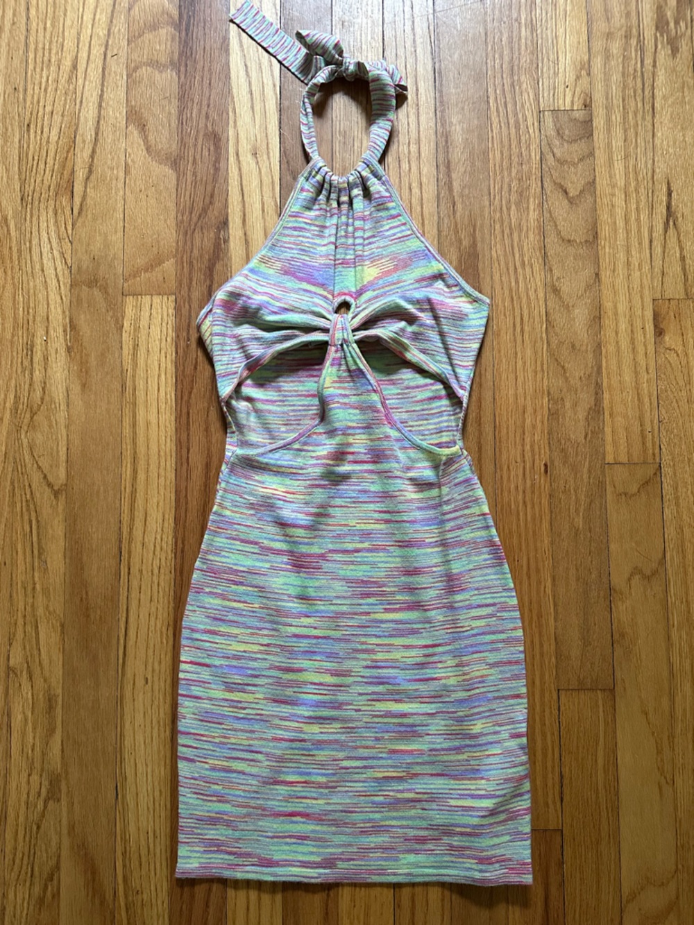 Adika Pastel Multi-Color Halter Cutout Bodycon Dress